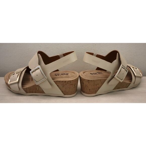 Earth Women's 8.5M Light Natural/Beige Leather Willa Mid Cork Wedge Sandals - Picture 11 of 13